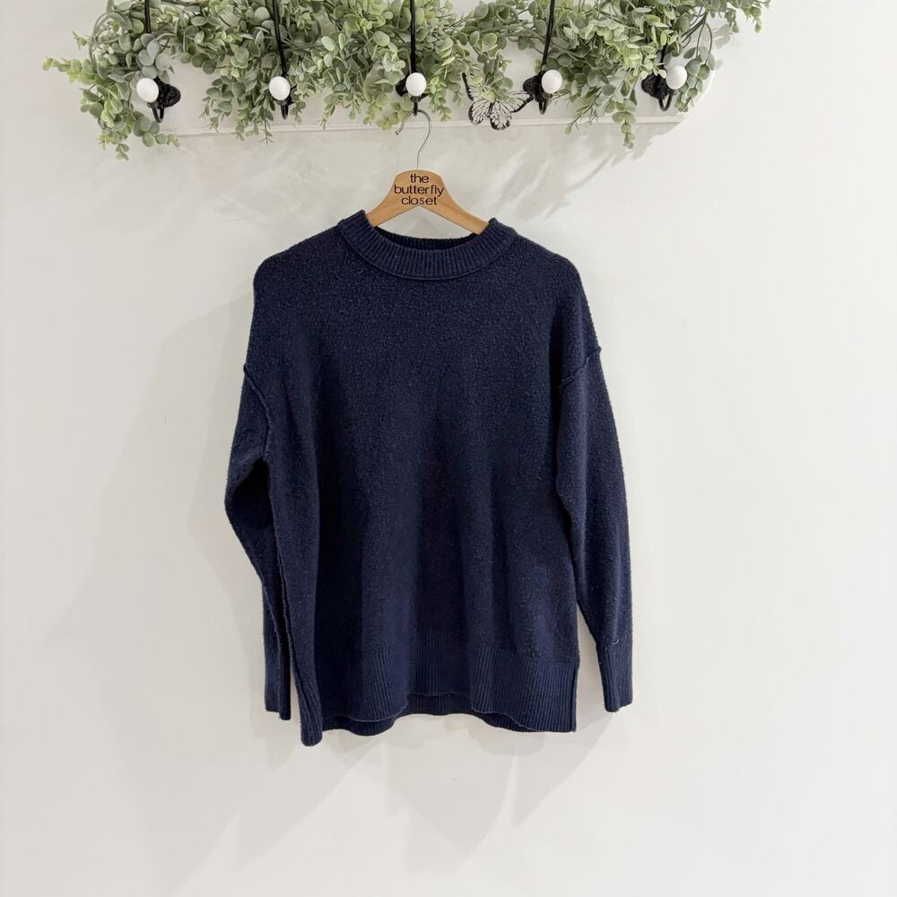 Aerie Women’s Cozy Knit Pullover Sweater In Navy Blue Xs 22 5923
